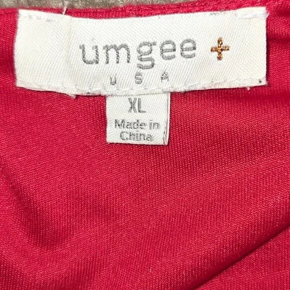 Umgee Boho Red Floral Embroidered Bell Sleeve Flouncy Babydoll Mini Dress XL - Picture 5 of 7